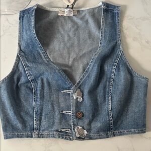 Denim Blue Cropped Vest